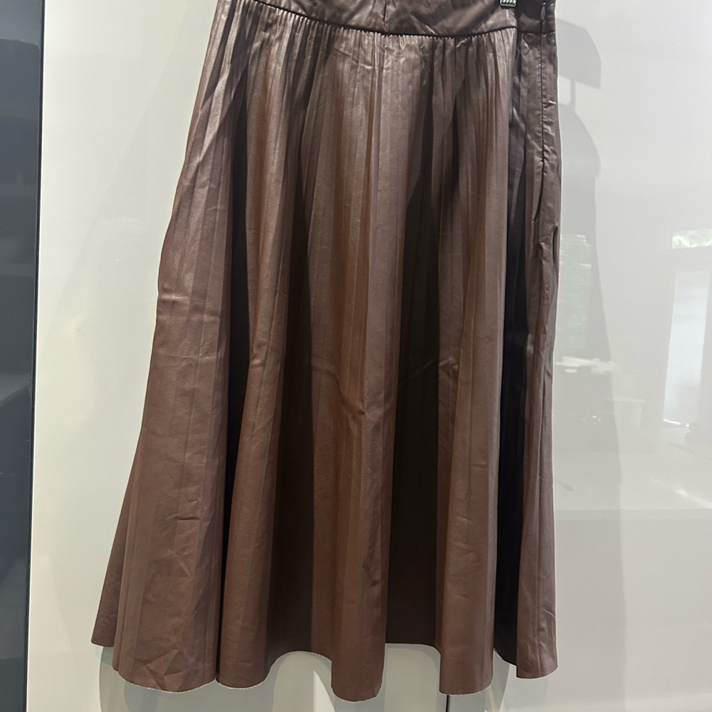 Maison Cinqcent Pleated Faux Leather Skirt - Picture 1 of 8